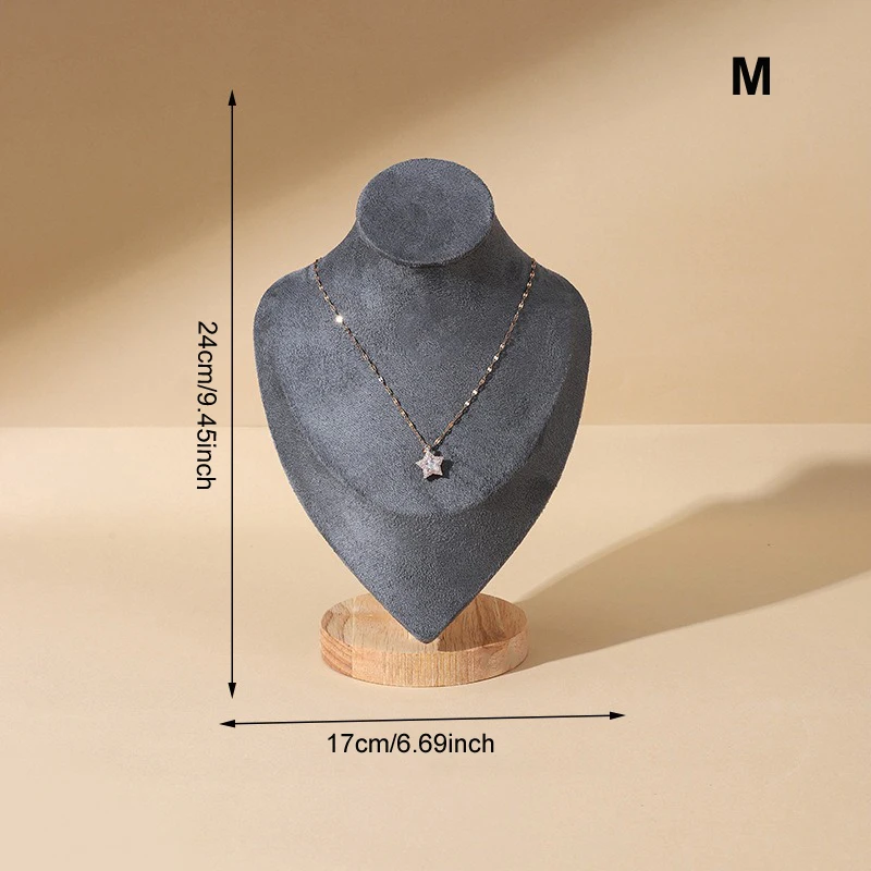 موضة رمادي قلادة قطيفة عرض موقف المعرضة قلادة سوار سلسلة مجوهرات تخزين الرف مكافحة نافذة عرض الدعامة