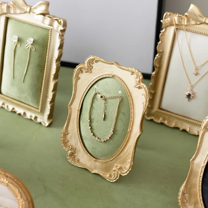 

Velvet Necklace Jewelry Display Stand Retro Rings Storage Tray Luxury Jewellery Accessory Shelf Organizer Jewelry Showcase Props