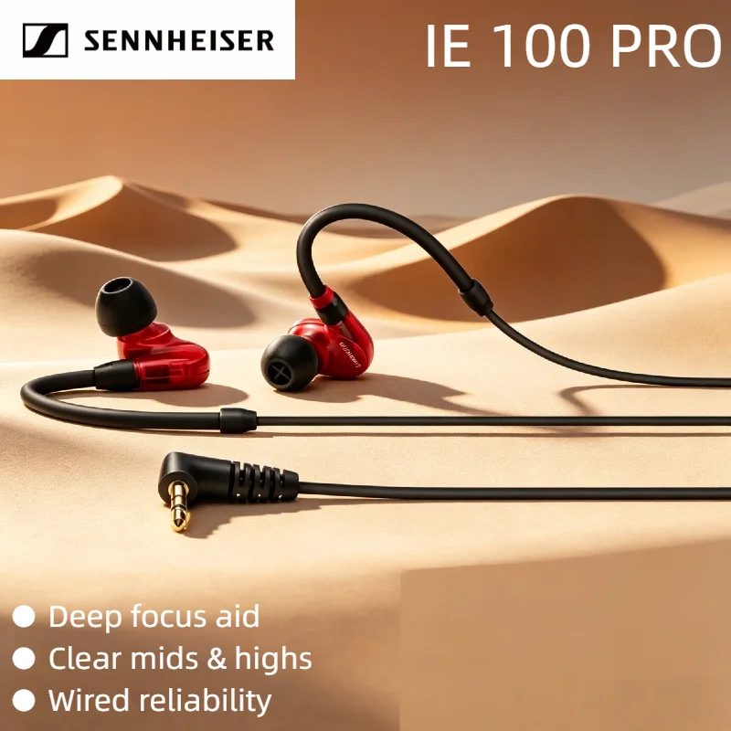 

Оригинальные проводные внутриканальные наушники Sennheiser IE 100 PRO 2026 года с 10-мм широкополосным динамическим излучателем и пассивной шумоизоляцией для мониторинга