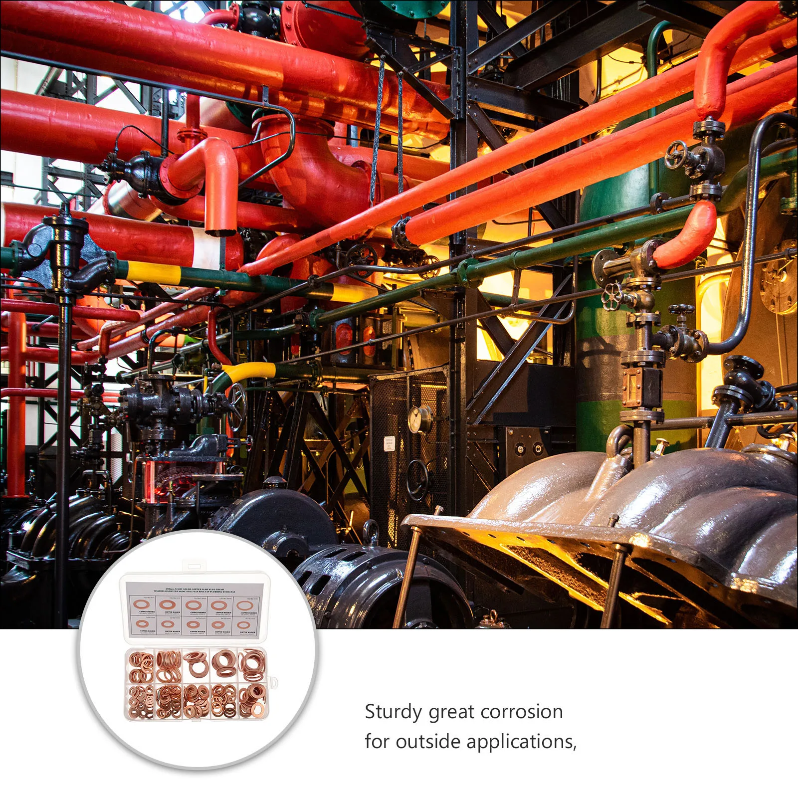 

200Pcs Copper Sealing Washers Sturdy Flat Ring Gaskets High Stability Low Maintenance Environmental Friendly Flat Washers