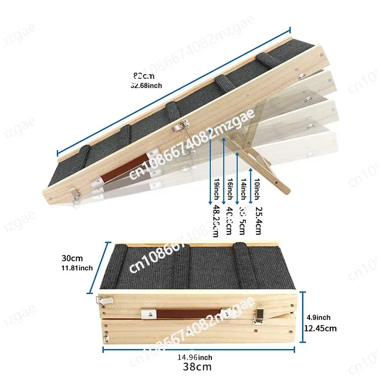Pet ladder frame Stairs Wooden Portable Indoor Outdoor Adjustable Folding Slope Steps