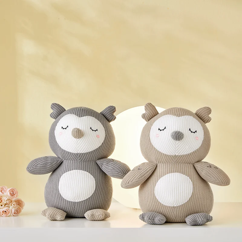 Kawaii Cartoon Knitted Animal Plush Doll Rabbit Owl Fox Bear Plush Toy Home Decoration Sleep Soothing Gift For Boys And Girls