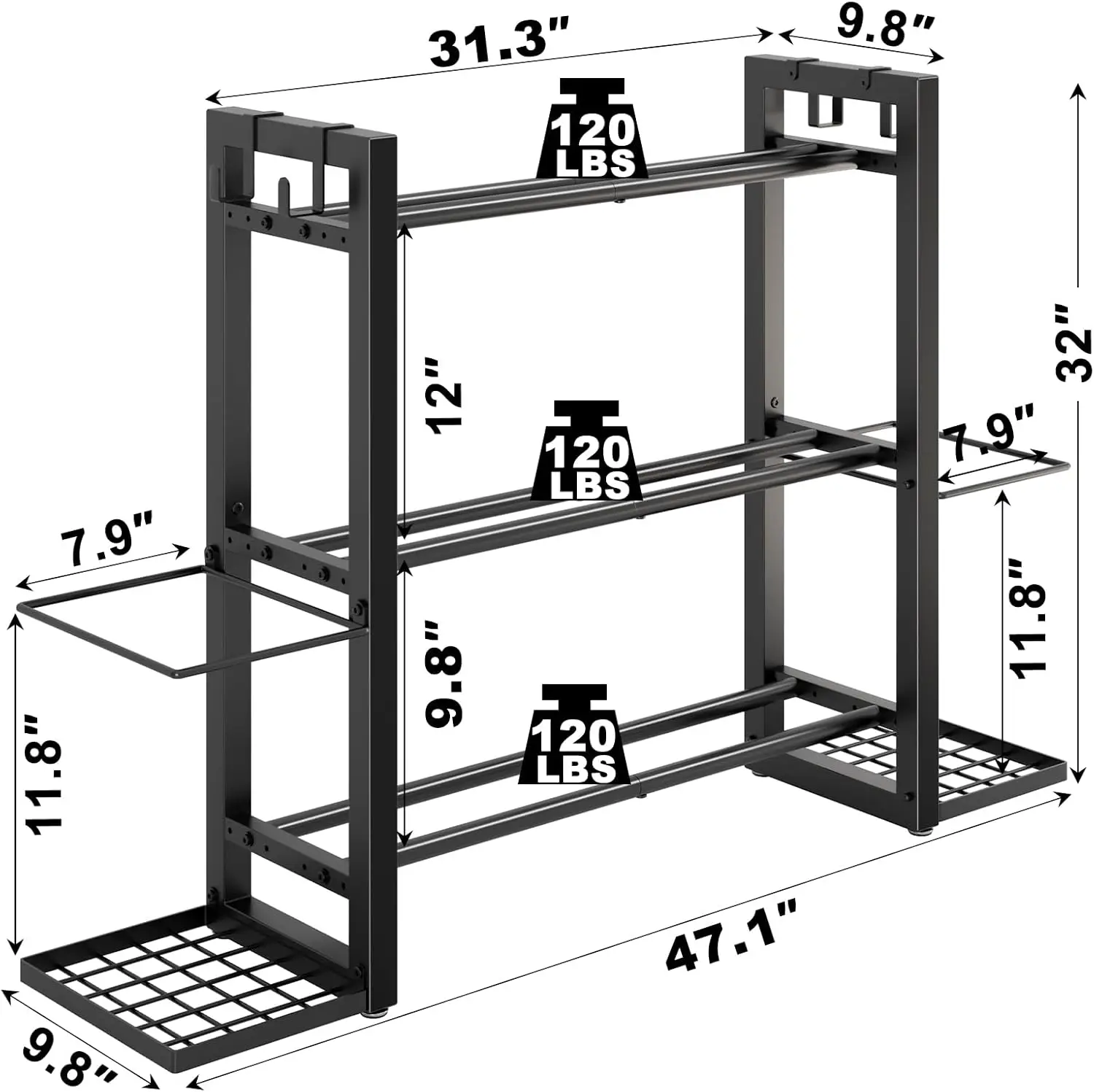 3-Tier Adjustable Dumbbell Rack for Home Gym, Heavy Duty Metal, Gray Color, Multi-Purpose Storage