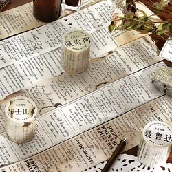 Inglês Poesia Washi Vintage Tape, Fitas Decorativas Antigas para Scrapbooking Suprimentos, Junk Journal Art Craft