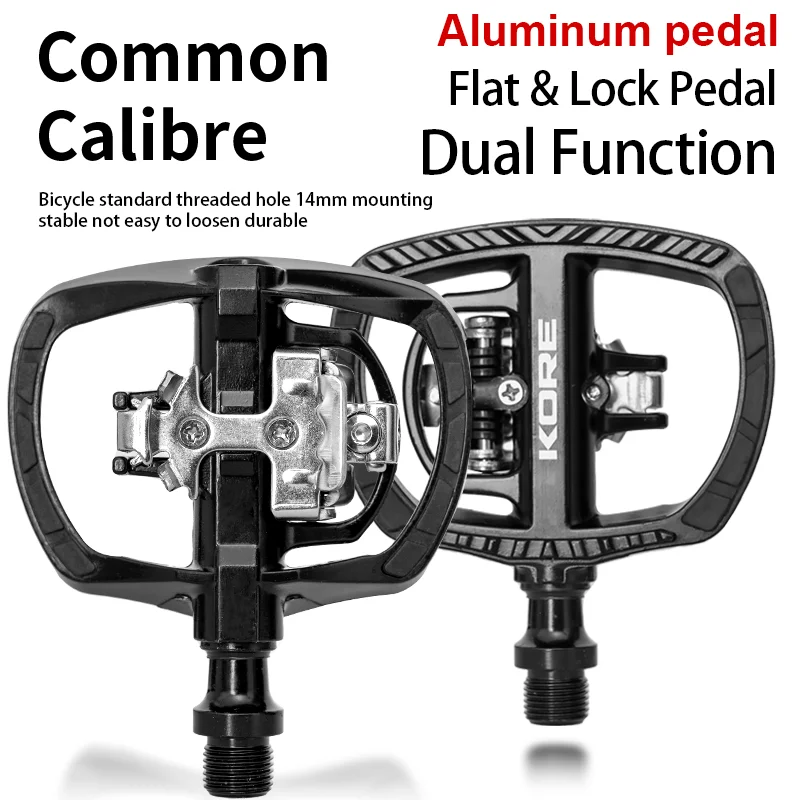 KORE Mountain Bike C6 Pedals Flat Lock Dual Function Pedal SPD System XC/DH Lock Pedals Double Anti-slip Bike Accessories