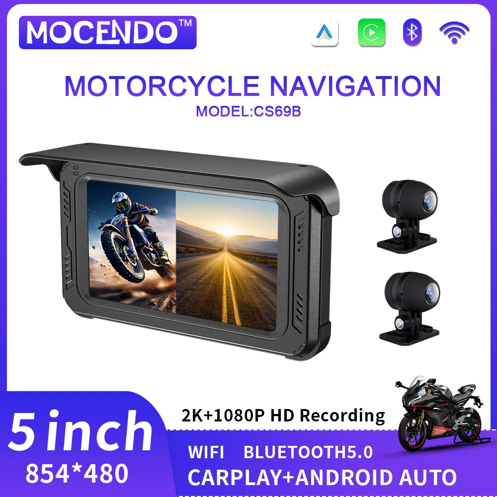 

CS69B 5 Inch Navigation Motorcycle Waterproof Carplay Display Screen Portable Motorcycle Wireless Android Auto Monitor
