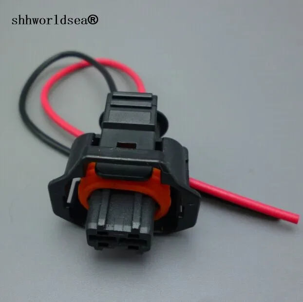 Shhworldsea 1pcs 2 Pin/Way Female Common Rail Injector Plug Socket Electric Connector With Wire Pigtail plug