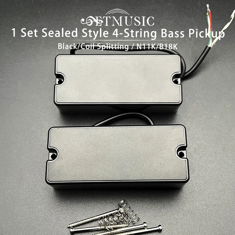 A Set Sealed Soapbar 2 Holes Bass Guitar Pickup 4-String Double Coil Humbucker Pickup N-11K/B-18K Ceramic Magnet Bass Guitar