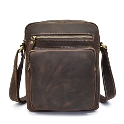 Casual Leather Shoulder Bag Of men male cowhide crossbody bags mens messenger bag daily outdoor men bag handbag 22cm