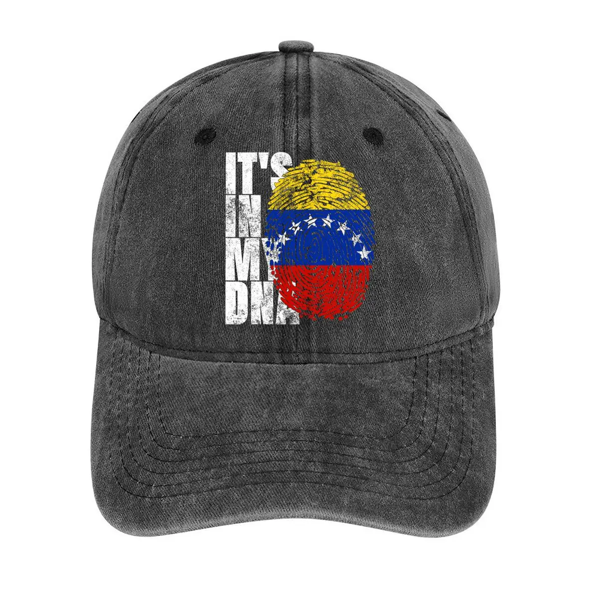 

Venezuela - themed design with a fingerprint incorporating the national flag and text Washed Baseball Cap