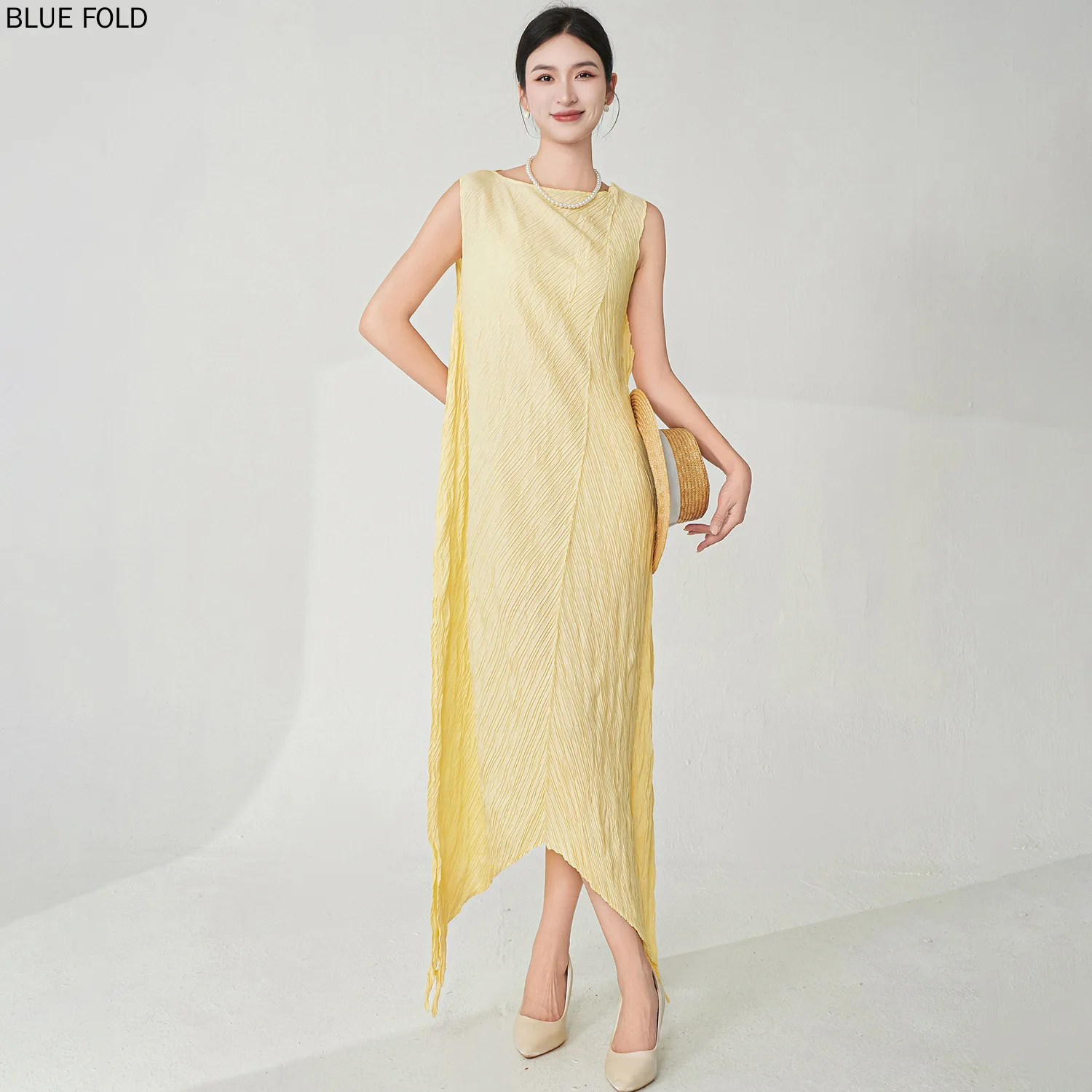 

Miyake Premium Sense Летние новые дизайнерские платья в нерегулярном стиле для отпуска и темперамента