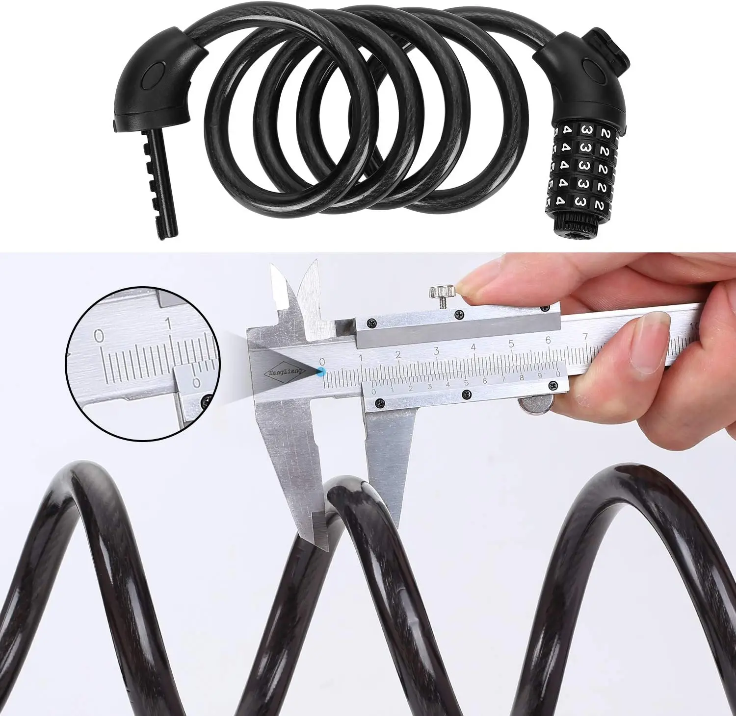 1.2M 4ft Bike Lock Scooter Bicycle Motorcycle Cable Chain Locks 5-Digit Secure Combination Heavy Duty Cables 0.5