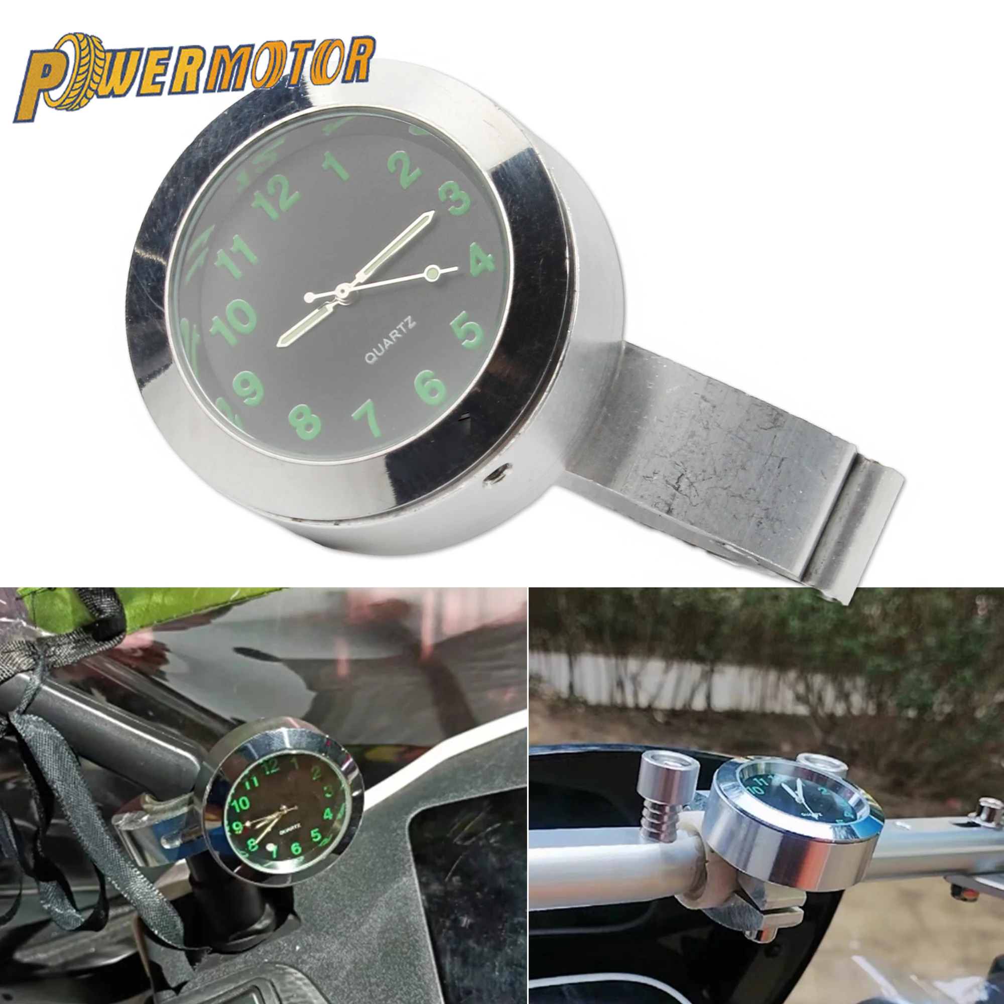 

Powermotor Universal 1pcs Motorcycle Bike Handlebar Waterproof Quartz Clock For Handlebars Billet Aluminum Handlebar Clock Watch