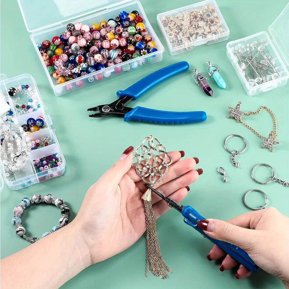 Spreizringzange, Crimpzange, Schmuck-Spreizringzange zum Öffnen von Sprengringen, Draht-Flachschneider-Zangensatz – Detail 5
