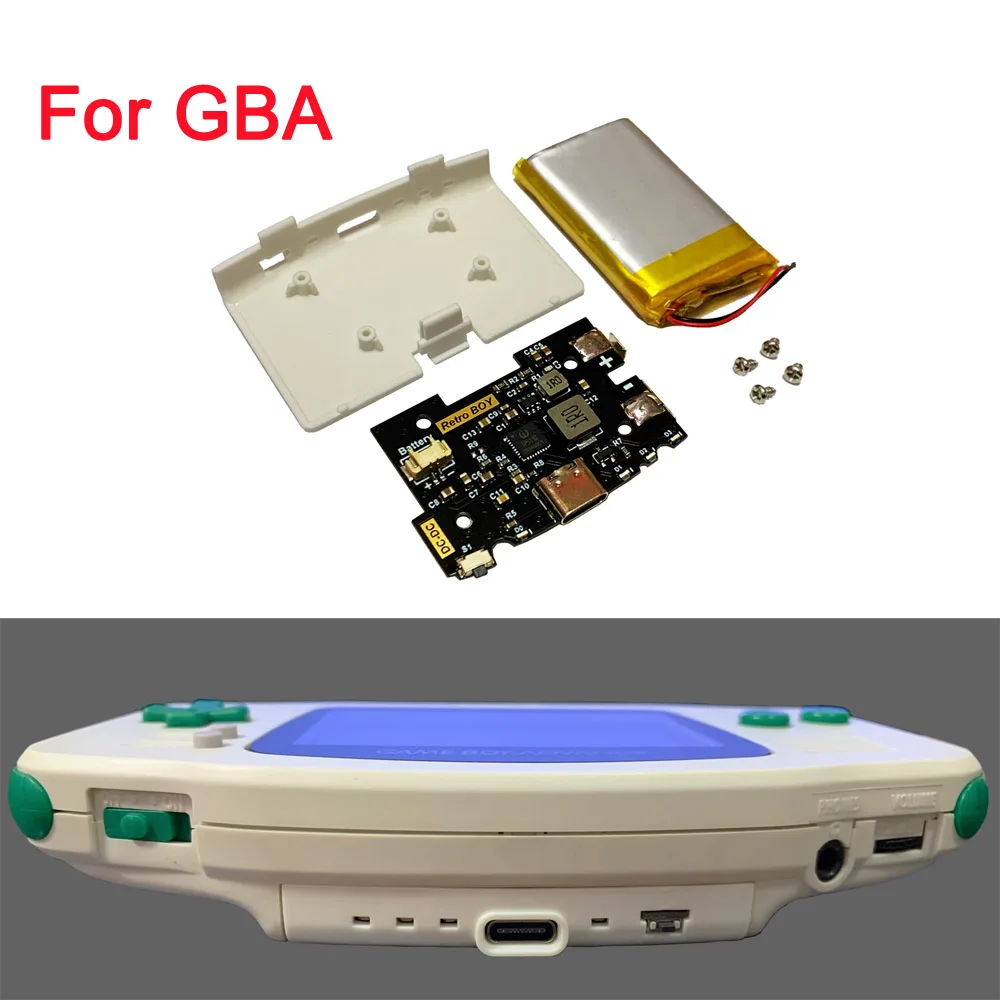 2024 Retro BOY Rechargeable Lithium Battery Module For Game Boy Advance For GBA with Type-C Charging Port Battery Cover