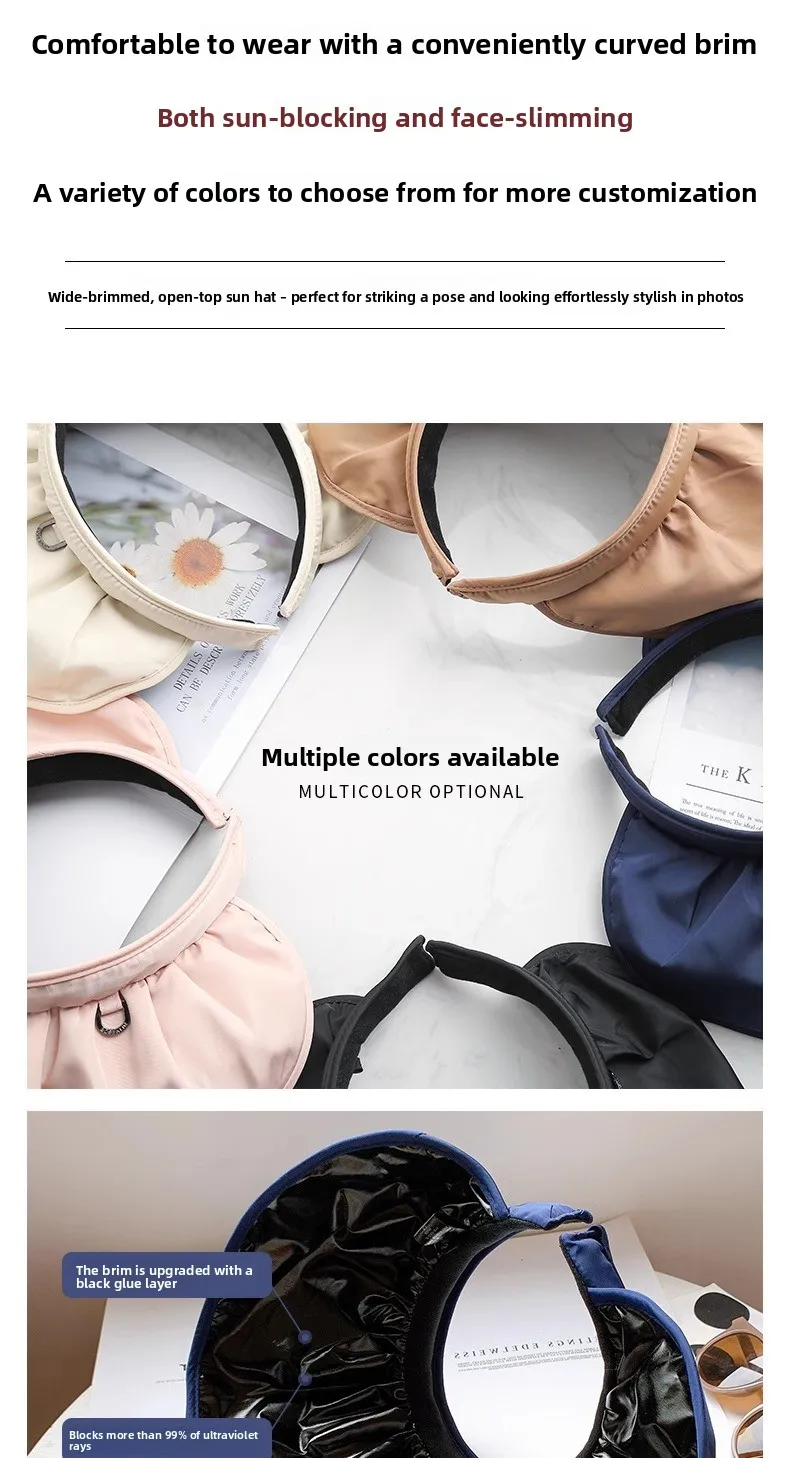 UPF50+ Sonnenblende-Hut, Dual-Use-Vollgesichts-Sonnenschutz, faltbares Stirnband für Strand, Wandern, Outdoor, Sommerhüte für Damen – Detail 4