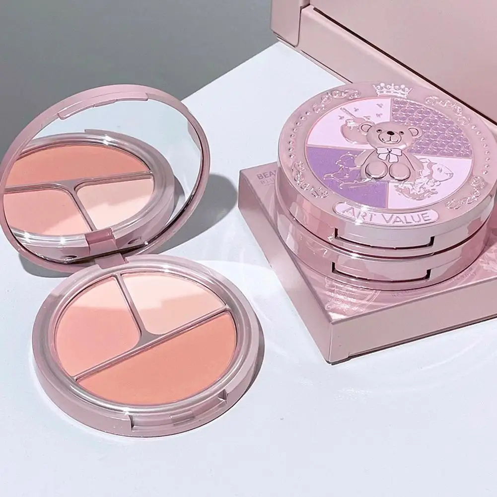 3-color Matte Blush Palette For Contouring, Highlighting Women Multi-purpose Makeup,natural Long-lasting, High Pigment