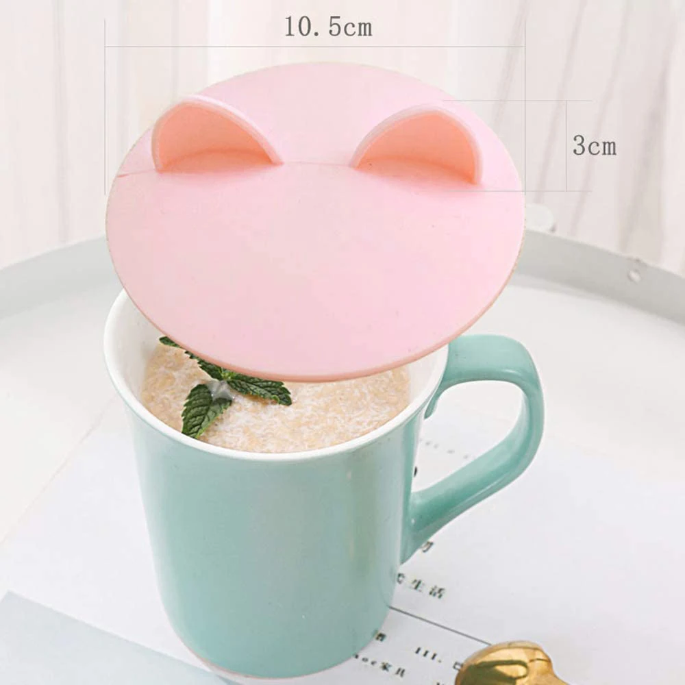 Glass Cup Cover 6 Pcs Cat Ear Silicone Anti Dust Cup Lids Tea Mug Topper Cover for Coffee Cup Covers for Drinks