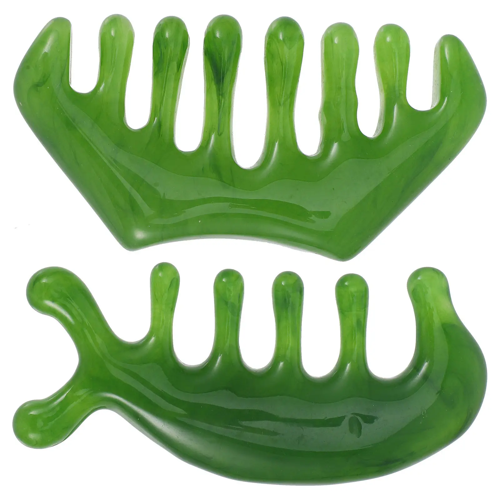 

2Pcs Jade Scalp Comb Wide Tooth Massage Comb for Head Relaxation Portable Hair Care Tool Smooth Teeth Scalp Stimulation