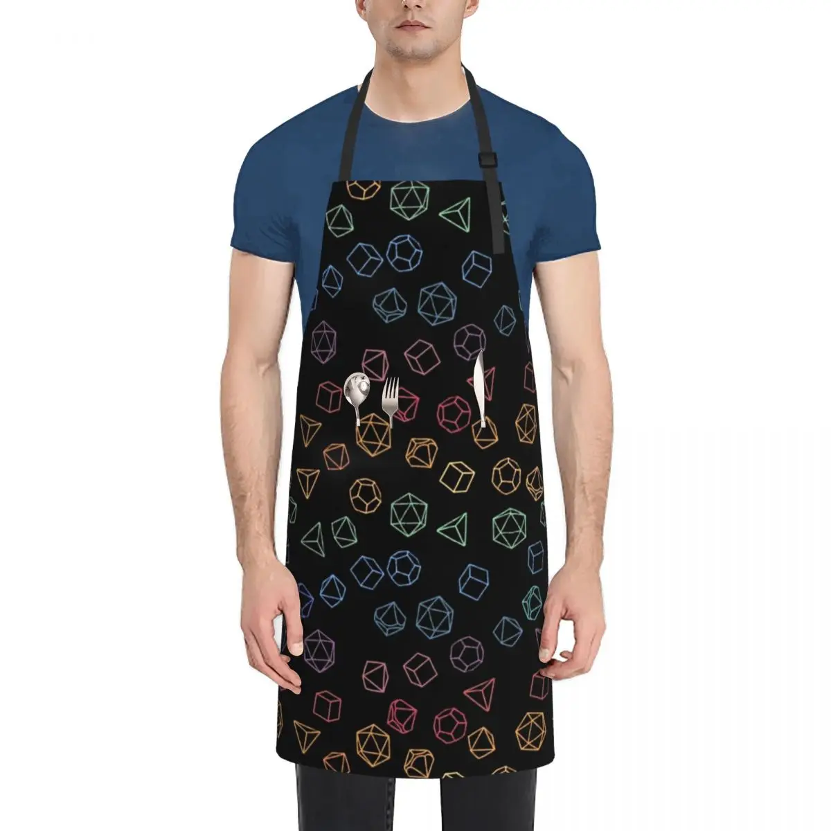 

DnD Dice Rainbow on Black Pattern Apron Women Kitchen'S Woman Kitchens Cooking Apron