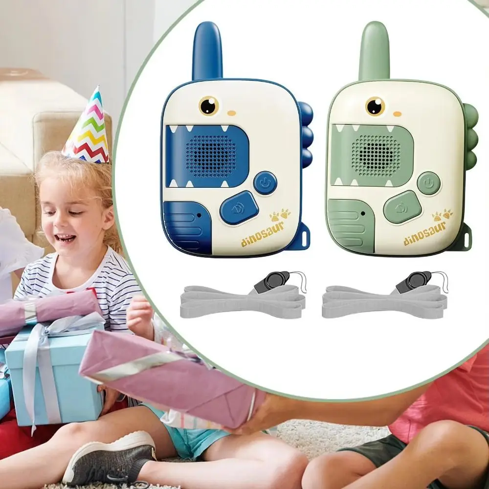 1 Paar schöne Dinosaurier-Walkie-Talkies für Kinder, große Reichweite, One-Click-Anruf, Cartoon-Dinosaurier-Walkie-Talkies, tragbares Lanyard