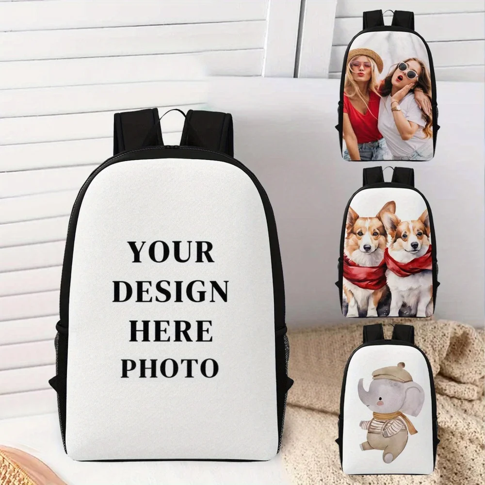 Custom Photo Rucksack Personalized DIY Upload Your Pet Photo Image Design Large Capacity Casual School Travel Backpack
