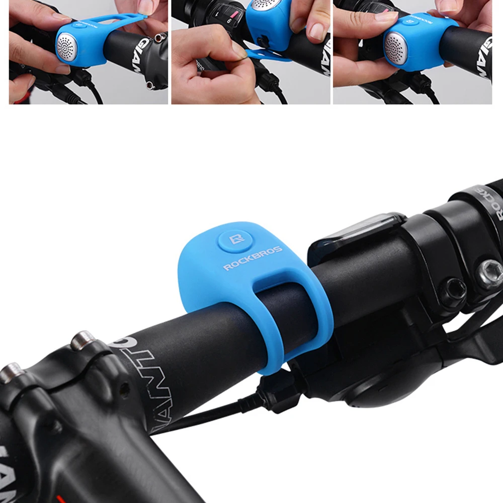 ROCKBROS Electric Cycling Bells Horn Rainproof MTB Bicycle Handlebar Bell Silica gel Shell Ring Saving Bell Bicycle Accessory