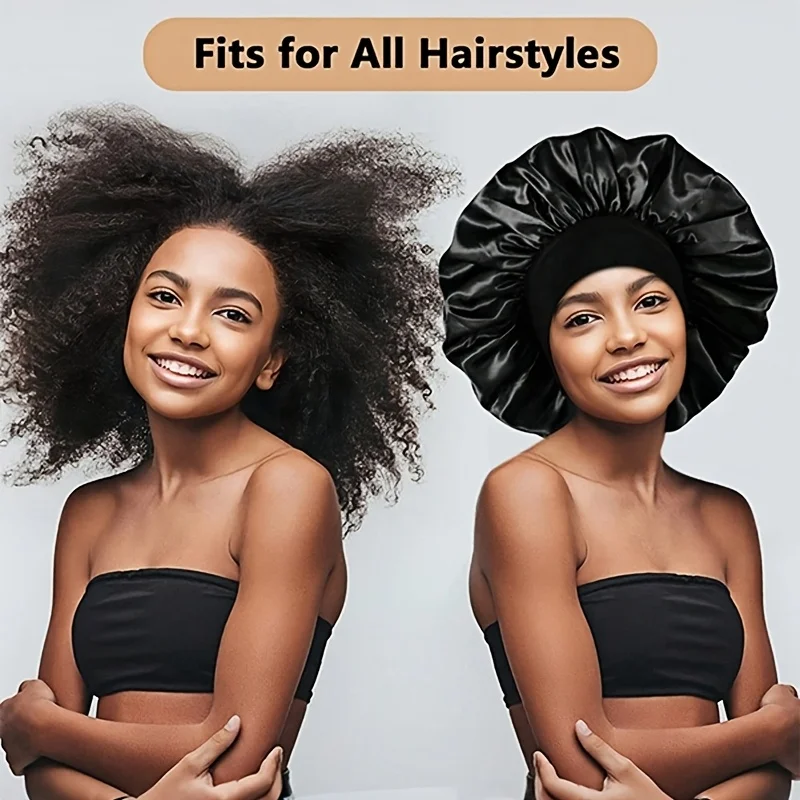 Soft Solid-Color Satin Sleep Cap – Unisex Hair-Protecting Nightcap with High-Stretch Elastic; Fits Most Men and Women
