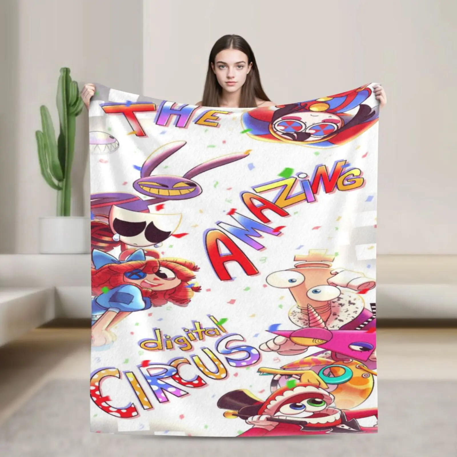 

A-Amazing D-Digital Anime Circus Уютное супермягкое фланелевое одеяло, тепе одеяло с забавной игровой тематикой для гостиной, домашний декор
