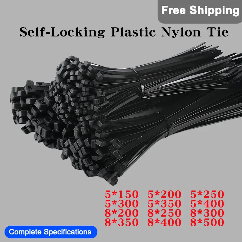 

Self-locking Plastic Nylon Cable Ties Tape Black Durable Fastening Adjustable Anti-Freeze High Toughness Bundling Rope Ties