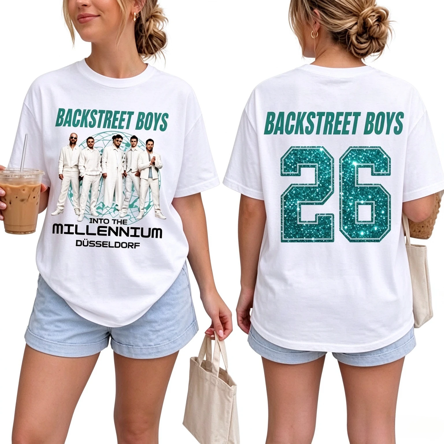 2026 Backstreet Boys Enter Millennium 2026 Dusseldorf Tour Double Sided Printed Pattern T-shirt Short Sleeve Concert Street Top