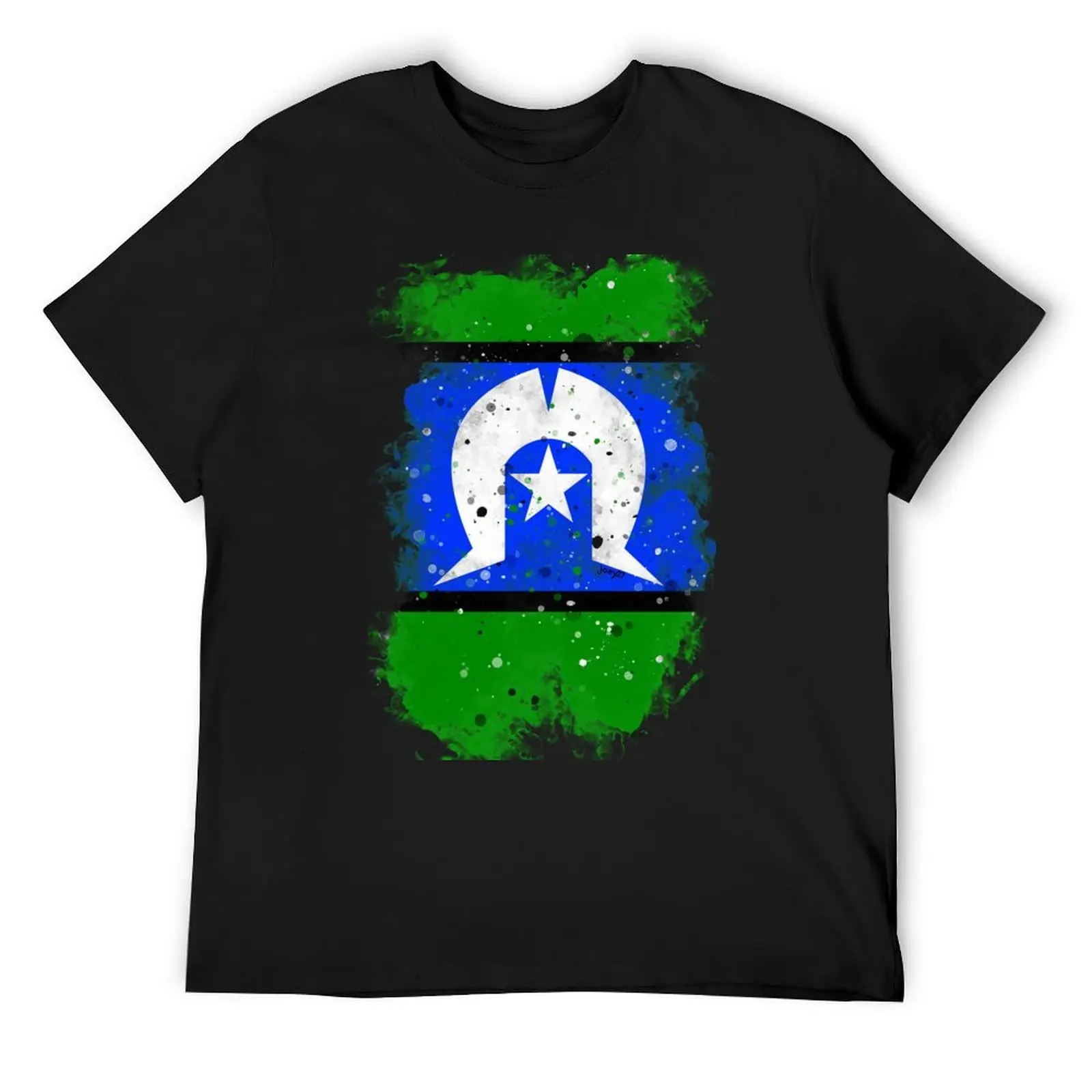 

Watercolour/grunge Torres Strait Islands Flag T-Shirt plus size tops funny meme t-shirts summer 2025 shirts graphic tee men