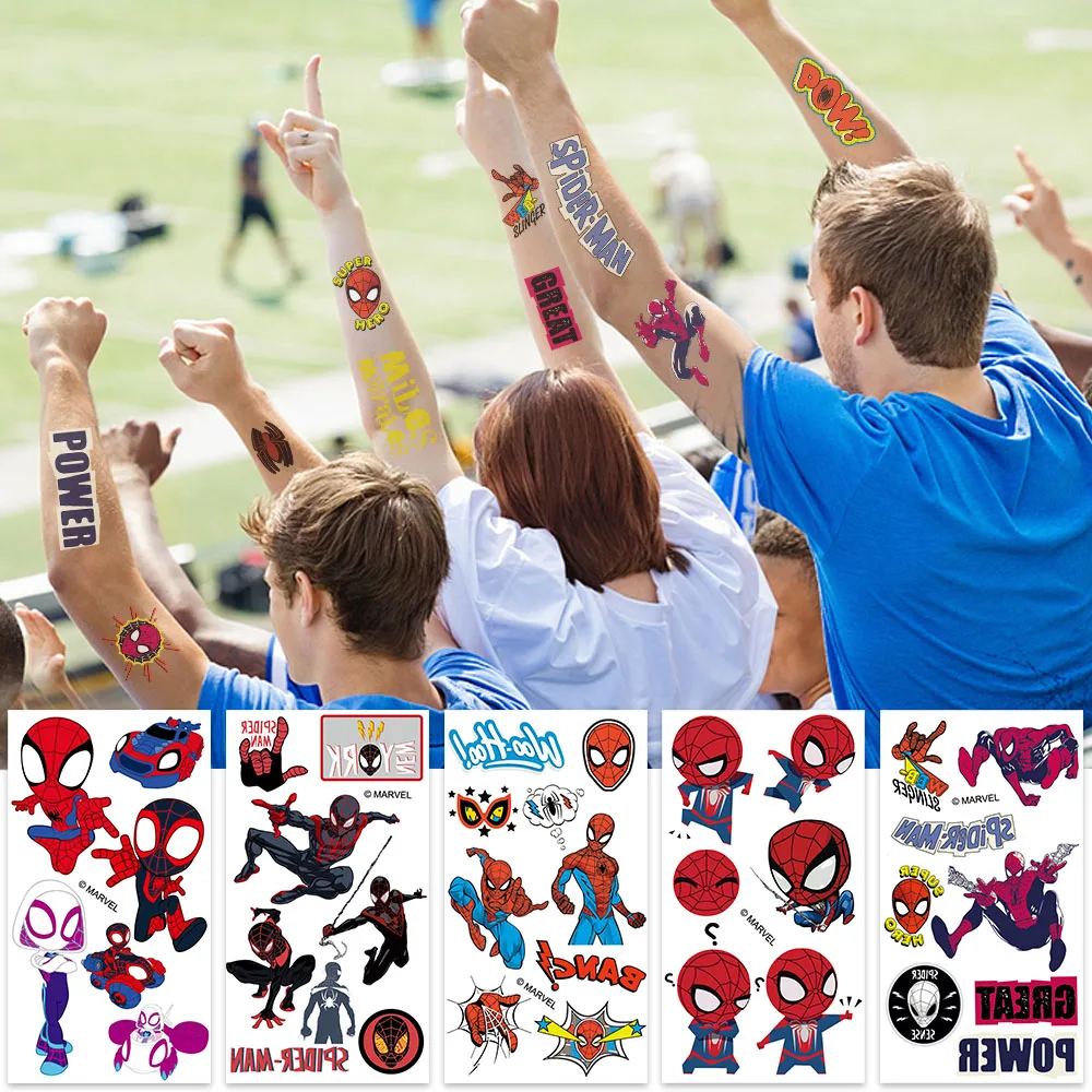 10 قطعة ديزني الكرتون الرجل العنكبوت المؤقتة الوشم ملصق لعبة المنتقمون سبايدرمان DIY بها بنفسك الوجه الذراع هيئة الفن مقاوم للماء الوشم لعبة طفل