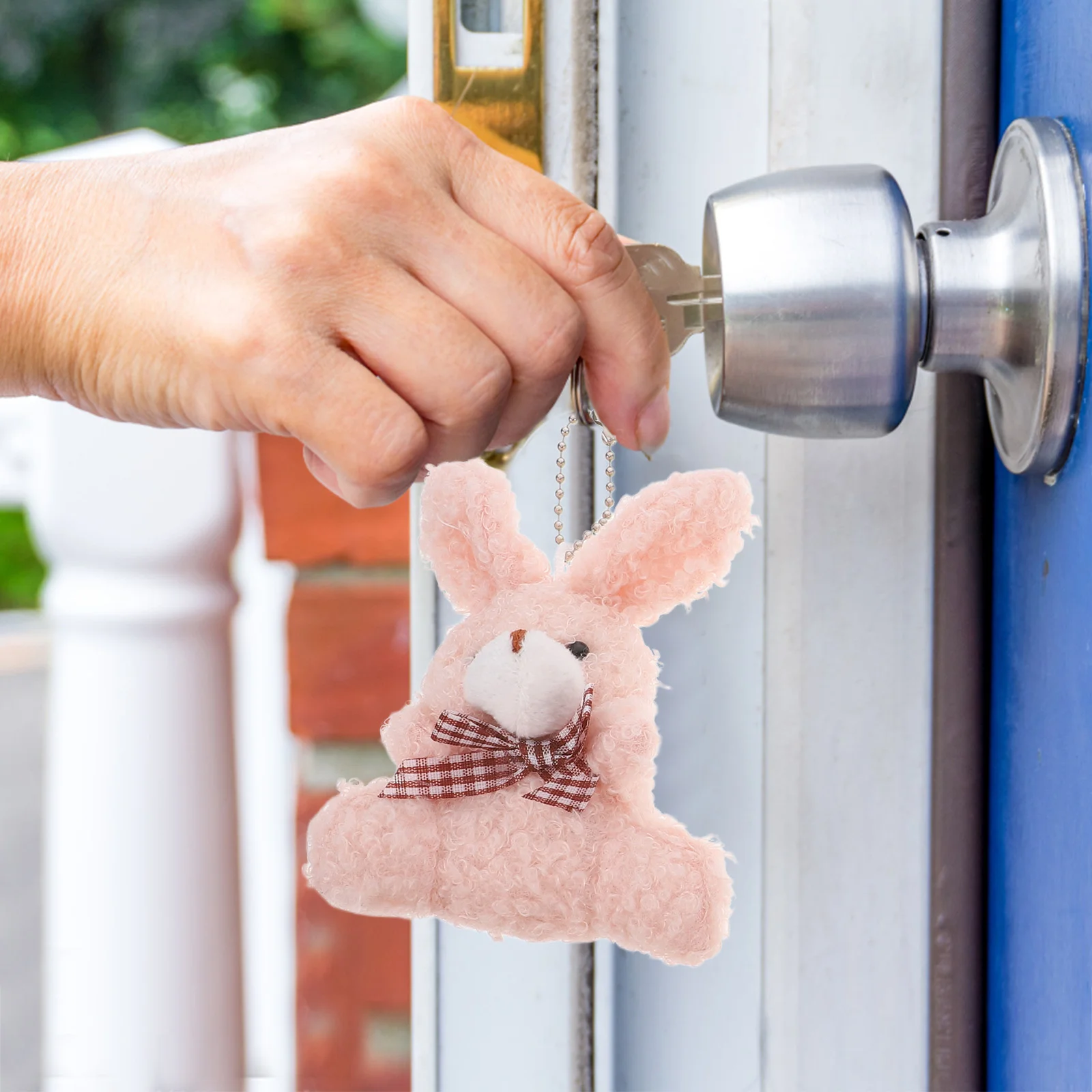 12 pezzi regali pasquali portachiavi coniglietto soffici anelli di coniglio per donne ciondolo peluche peluche