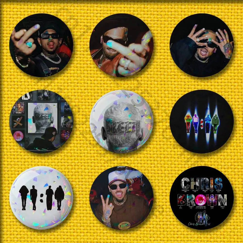 

C-Chris B-Brown Breezy Badges 75mm 25mm 44mm 32mm 58mm Round Pin Brooch Souvenir Clothes Cosplay Gift Accessories