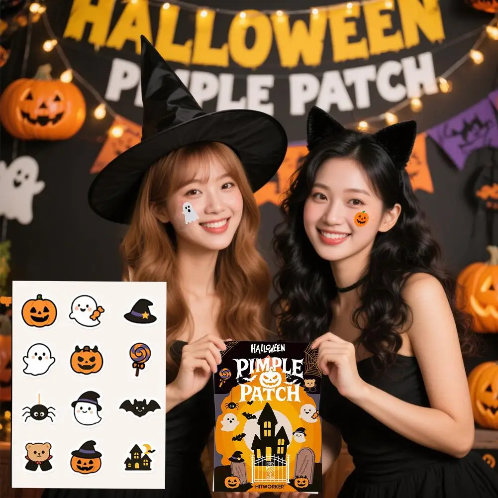 ฮาโลวีนซีรีส์แผ่นแปะสิวระบายอากาศได้ดีกันน้ำฟักทองผีออกแบบสิวแพทช์ปาร์ตี้แต่งหน้าอุปกรณ์เสริมคอนซีลเลอร์แพทช์