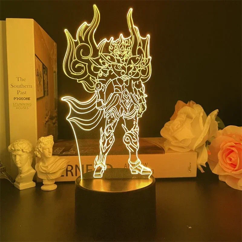 Hot Saint Seiya 3D LED lampe de nuit AnimeLamp chevaliers figurine Manga cadeau du zodiaque veilleuse enfant garçon chambre décor