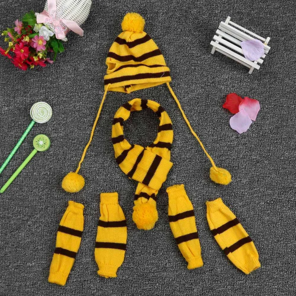 

Dog Scarf Hat Set Christmas Costume Knitted Winter Clothing Small Pet Cosplay Travel Photo Accessories Warm Festival Outfit