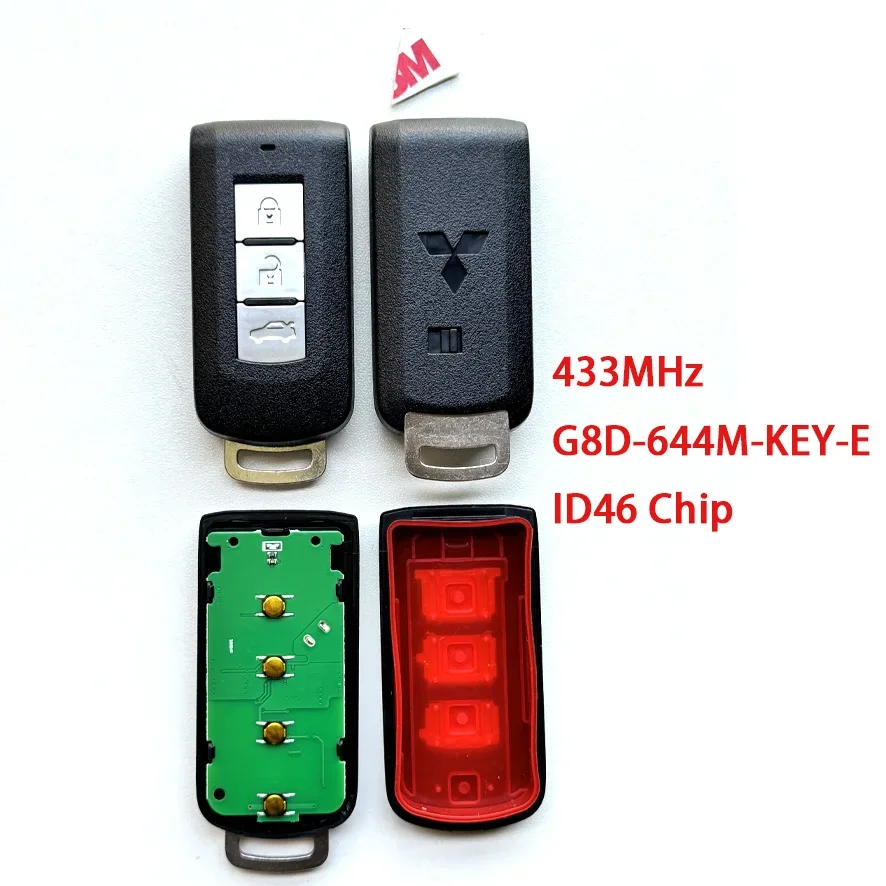 3 Buttons Smart Remote Key Fob For Mitsubishi Lancer Outlander 2008-2018 ASX 2013-2015 G8D-644M-KEY-E 433Mhz ID46