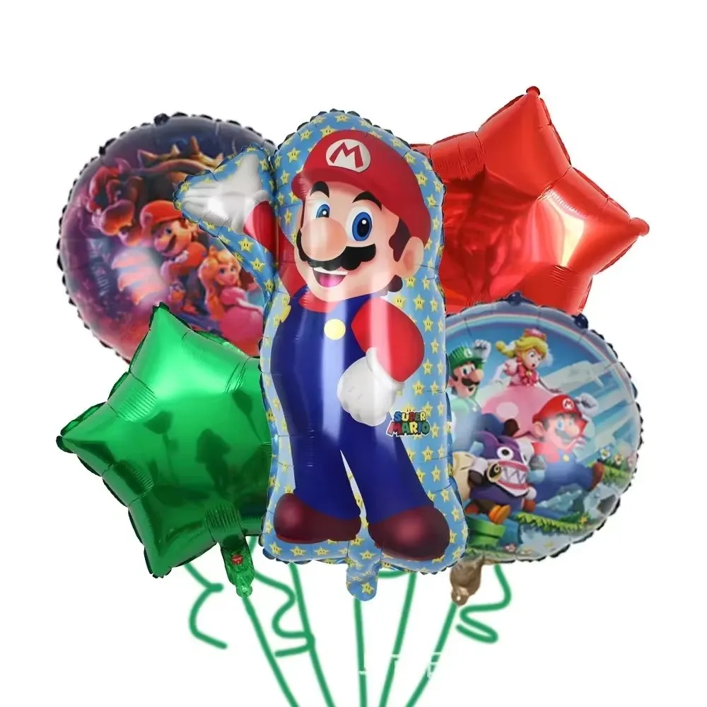 

5pcs Cartoon Mario Balloon Children's Birthday Toy Party Decoration Aluminum Film Balloon Kids Birthday Party Props Gift