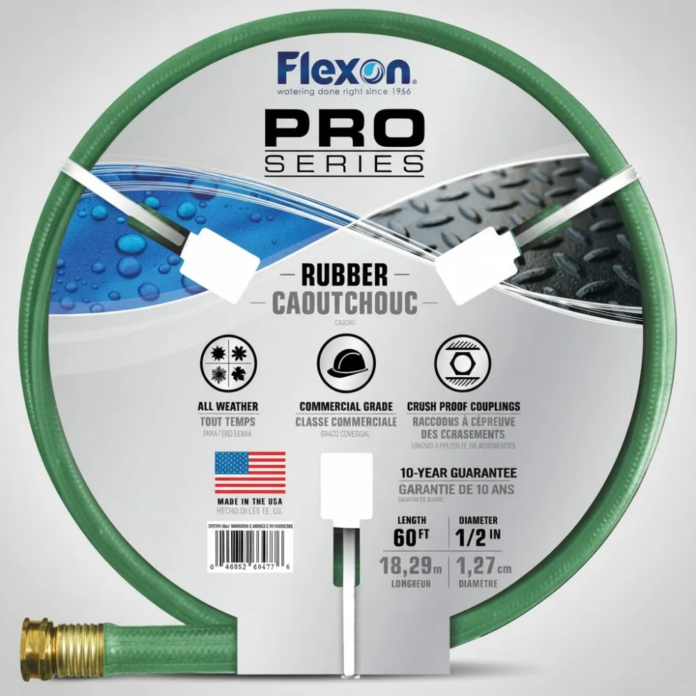 

Premium Green Rubber Garden Hose 1/2" x 60ft Heavy Duty Commercial Use Flexible Durable