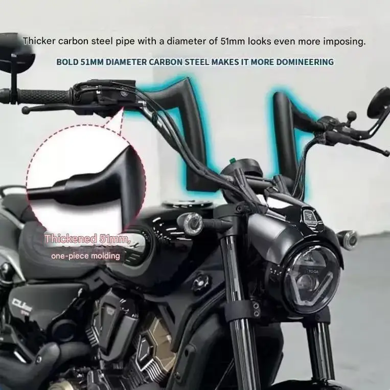 Motorcycle Thickened High Rise Horn Handle Bar Upgrade Parts For CU625