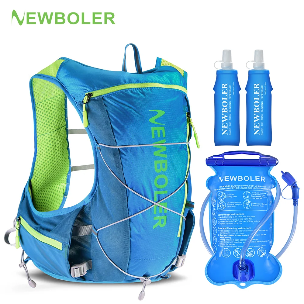 NEWBOLER Running Hydrating Vest Backpack Men Cycling Backpack Hiking Marathon Hiking Vest 2L Water Bag 500ml Water Bottle