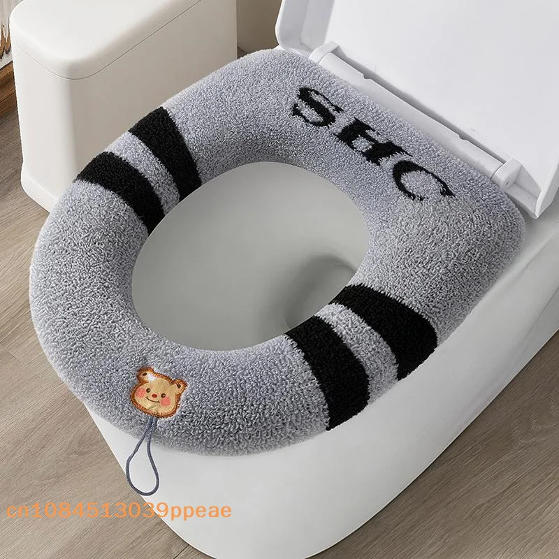 {QTG333} 1 Pc Bathroom Toilet Seat Cover Soft Warmer Washable Mat Cover Pad Cushion Seat