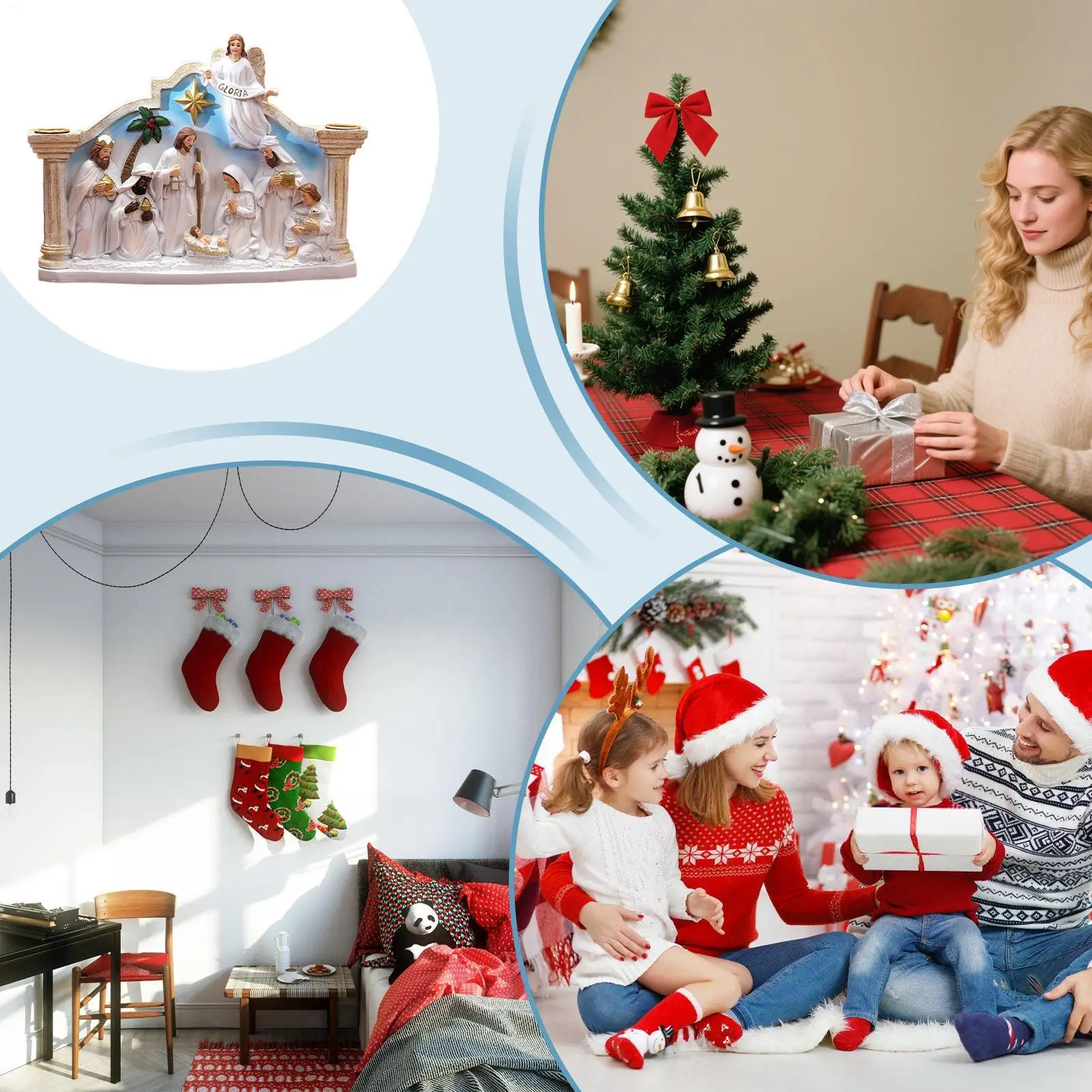 Christmas Candle Holder Christmas Candlestick Statue For Party Resin Nativity Statue Ornament Catholic Christian Home Candle