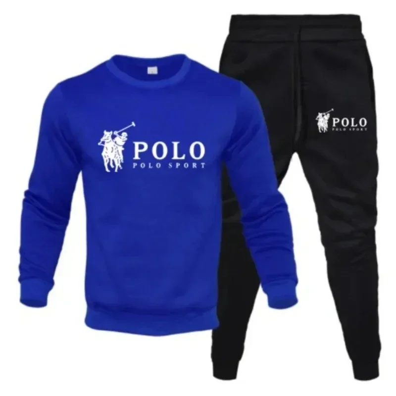 A two-piece set of men's round-neck pullover and jogging pants for autumn and winter fashion fitness outdoor casual  sportswear