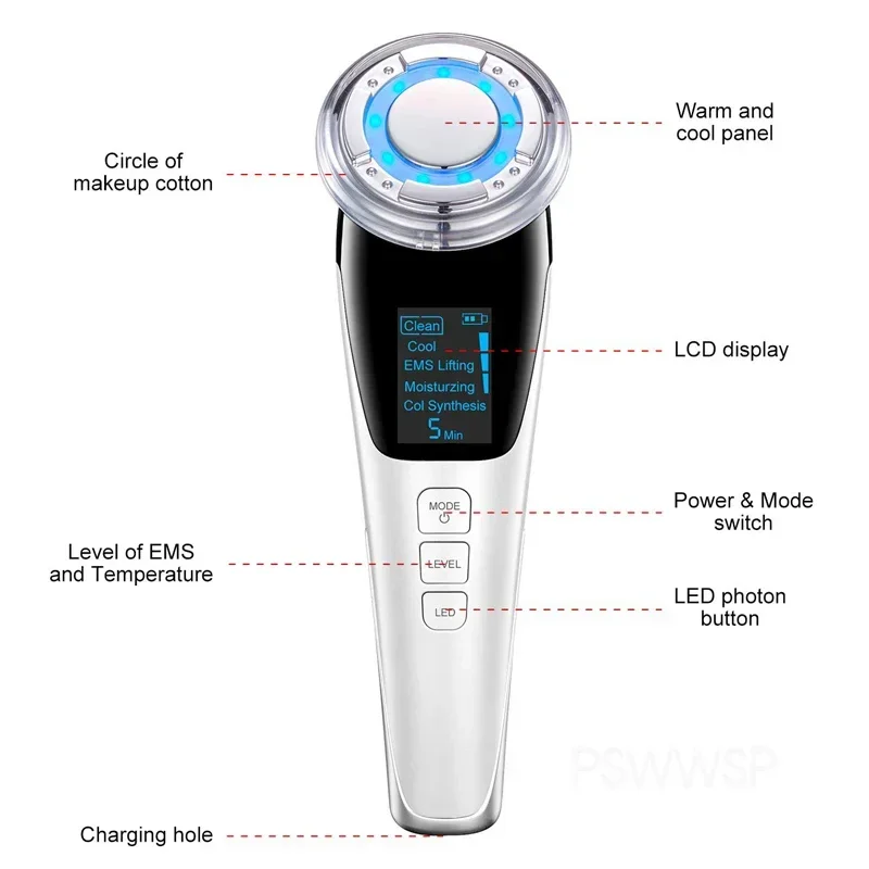 Micro Current Facial Massager EMS Face Lifting Device Skin Tighten Machine Wrinkle Removal Hot Cool Face Skin Care Beauty Device