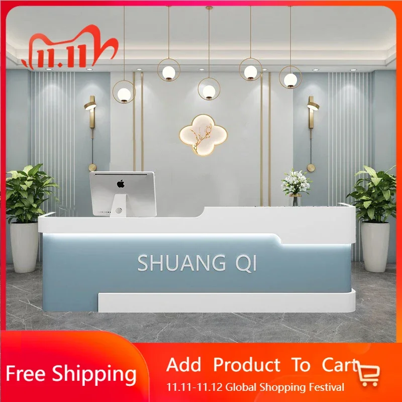 

Salon Reception Desk Register Banco Lectern Simple Reception Desk Consul Standing Beauty Minimalist Bureau Postmodern Furniture