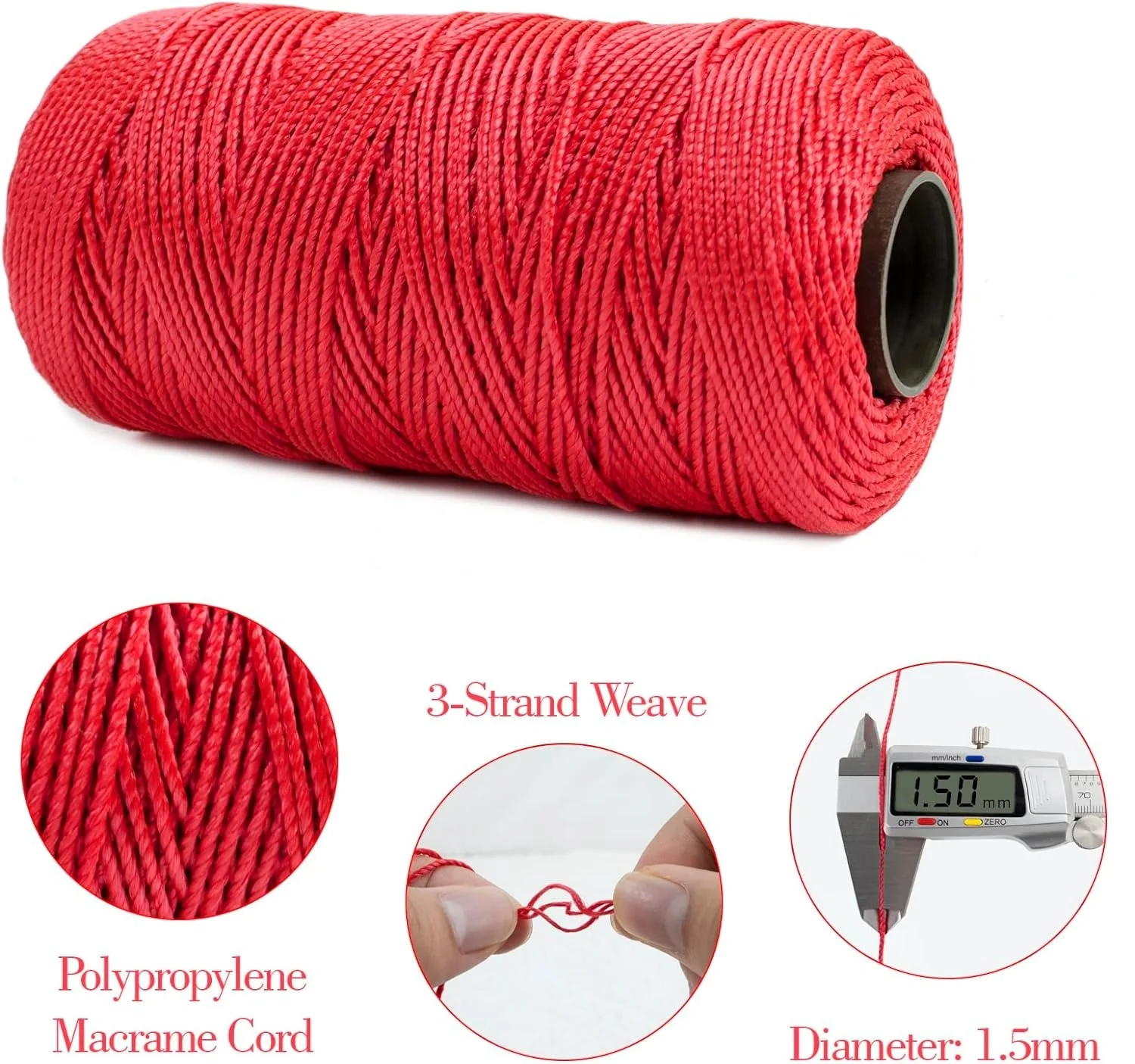 1.5mm 200m Colored Polypropylene Yarn Cord Crochet Yarn Art Cord Yarn Knitting Cord Crafts DTY for Crochet Bags Purses Dolls