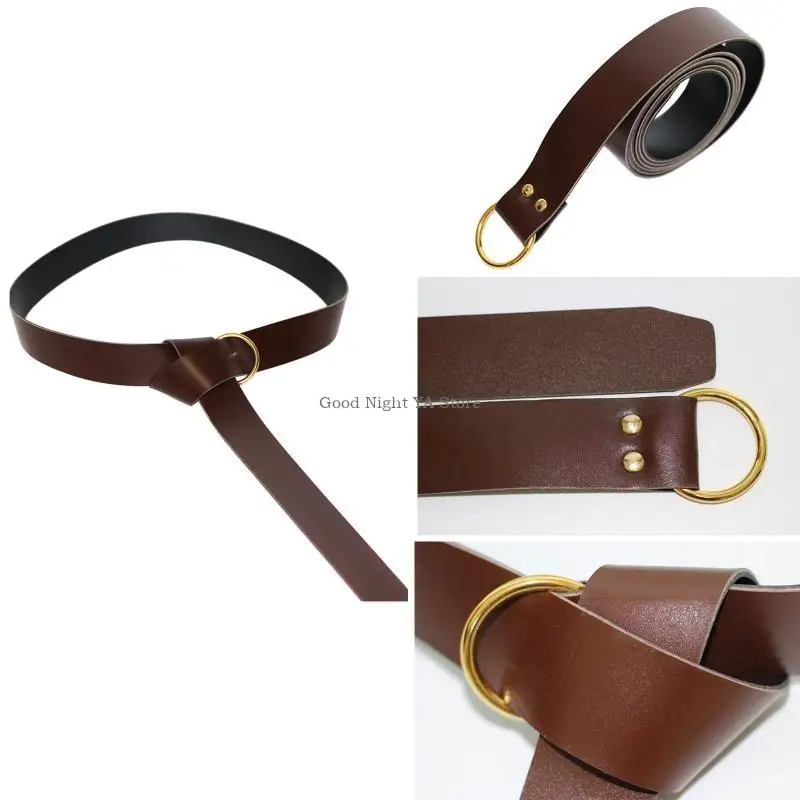 حزام القرون الوسطى Vegvisir عصر النهضة فارس أبازيم حزام بولي Leather جلد O حلقة حزام جلد ريترو حزام للرجال